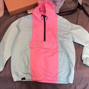 La Familia Pink and Light Blue Hooded Jacket